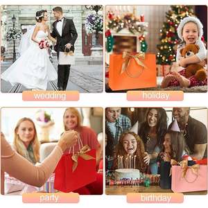 Sacs en papier d'art imperméables avec ruban doré, impression offset, recyclables, de luxe, pour baby shower, mariage, anniversaire, fête, cosmétiques - Product Image 5