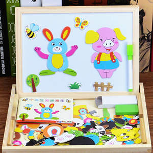 Rompecabezas magnético de doble cara Montessori de madera para bebés, juego de rompecabezas educativo, juguetes, <span class=keywords><strong>dibujo</strong></span> magnético, tablero ocupado, juguete para regalo - Product Image 2