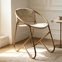 HLM040 Fauteuil rond en acier tissé de corde de jardin côtier nordique de designers modernes Chaises de salle à manger pour hôtel restaurant