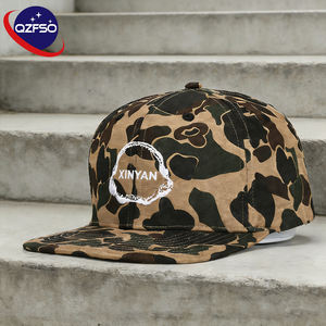 QZFSO Wholesale 6 Panel Sport <b>Flat</b> Brim Snapback <b>Cap</b> Custom High Quality Leopard Camo <b>Flat</b> Embroidery Logo Outdoor Baseball Hat - Product Image 1