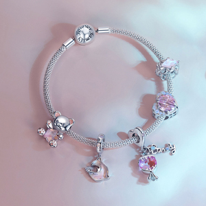 925 argent Sterling rose fille doux coeur breloques belles bonbons ours perles ajustement <span class=keywords><strong>Original</strong></span> Bracelet pour jeunes femmes bricolage <span class=keywords><strong>cadeau</strong></span> - Product Image 3