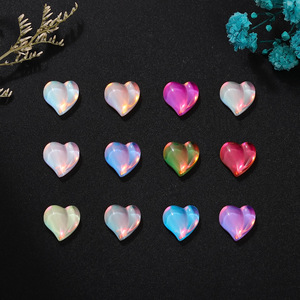 Strass en verre à dos plat en forme de cœur de pêche, irisés, pour nail art, accessoires de bijoux DIY, décorations scintillantes de 12 mm - Product Image 1