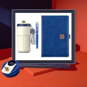 Best Selling Promotional PU Leather Gift Box Silk Screen Printing Custom Logo <b>Coffe</b> Cup Umbrella Flash Disk Speaker <b>Set</b> - Product Image 4