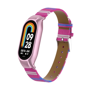 Bracelet en cuir souple universel BEEFLYPOWER Sports Personality avec coque métallique assortie pour Xiao <span class=keywords><strong>Mi</strong></span> <span class=keywords><strong>Band</strong></span> 8/8 NFC - Product Image 5