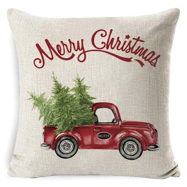 Home Decor 18 x 18 Inches Linen Christmas Buffalo Check Plaid Throw Cushion Pillow Case Covers