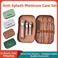 Juego de Cortaúñas de Acero Inoxidable Anti-Salpicaduras de 7/9 Piezas, Herramientas de Manicura y Pedicura Portátiles, Profesionales y Duraderas para Hombres y Mujeres, para el Hogar