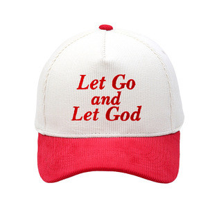 Gorra <span class=keywords><strong>de</strong></span> Béisbol <span class=keywords><strong>de</strong></span> 5 Paneles Bicolor para Adultos, Gorra <span class=keywords><strong>de</strong></span> Pana <span class=keywords><strong>de</strong></span> 5 Paneles con Bordado 'Let Go and Let God' para Hombres y Mujeres - Product Image 4
