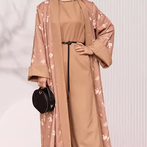 Wholesale 2024 New High Quality Sales Fashion Muslim Women Floral Abaya Dress Islamic Clothing Front Open Cardigan Abaya