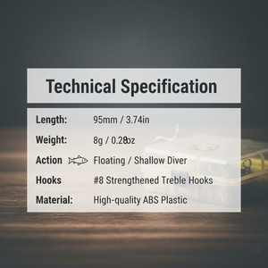 Umpan Pancing Minnow Mengambang 95mm 8g untuk Lemparan Jauh, Wobbler Permukaan untuk Ikan Bass dan Trout, Jerkbait Realistis - Product Image 4