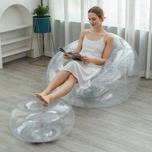 TANYOZHE Canapé gonflable à paillettes 110x110x85cm Transparent avec repose-pieds Chaise de salon pour adulte - Product Image 3