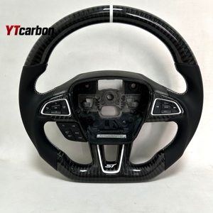 พวงมาลัยคาร์บอนไฟเบอร์แท้ สำหรับ <span class=keywords><strong>EcoSport</strong></span> 17+ อะไหล่รถยนต์ อุปกรณ์ตกแต่งภายในรถยนต์ ปรับแต่งสไตล์รถแข่ง - Product Image 1