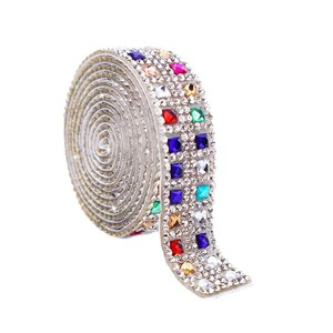 Ruban adhésif en strass, bande de <span class=keywords><strong>diamants</strong></span> en verre autocollante, décoration en cristal pour garniture de vêtements, vente en gros - Product Image 5