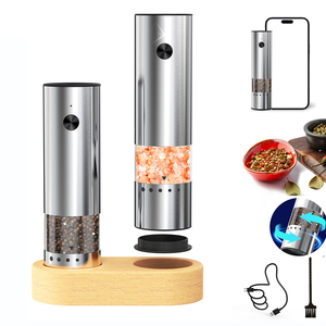 Juego de Molinillos de Sal y Pimienta Recargables de Acero Inoxidable, Molinillos Eléctricos Automáticos con Base de Almacenamiento para Uso en Restaurantes - Product Image 2