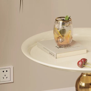 Modern <b>Round</b> <b>Side</b> <b>Table</b> Luxury Tray Top Accent <b>Table</b> Tulip Metal Base Corner Coffee <b>Table</b> for Living Room Salon Waiting Area - Product Image 2