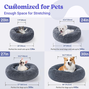 Proveedores personalizado original calmante donut gato perro cama larga felpa acogedora almohada gato nido esponjoso donut nido redondo mascota perro cama - Product Image 6