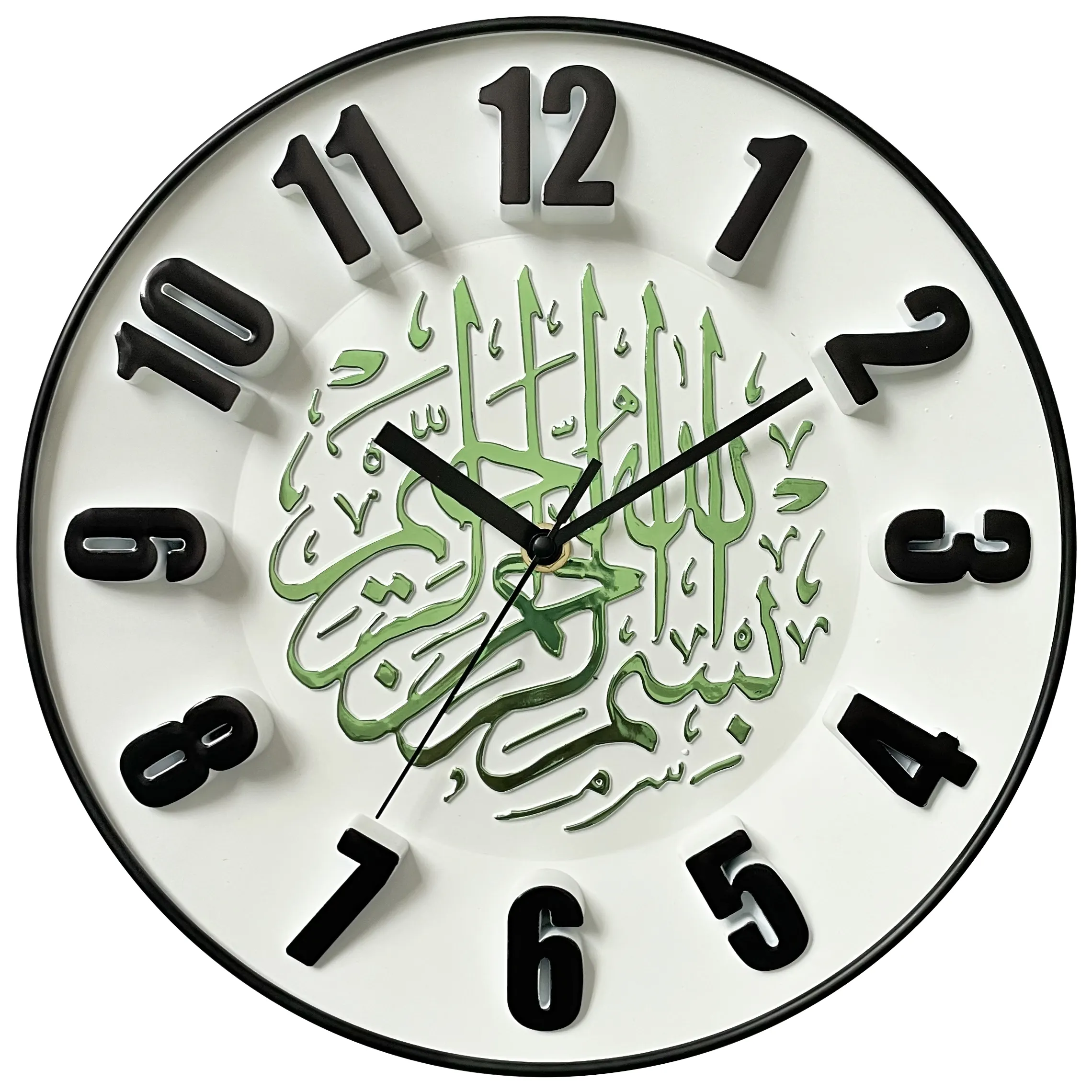 イスラム教徒のパターン時計宗教的な贈り物11インチの壁時計上げられた数字家の装飾