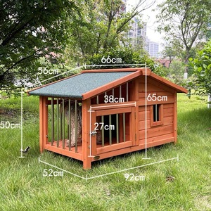 Maison extérieure exquise et luxueuse en bois massif pour chien et chat avec bouton d'étanchéité imperméable en peluche et chiot oiseau nid de poulet - Product Image 1