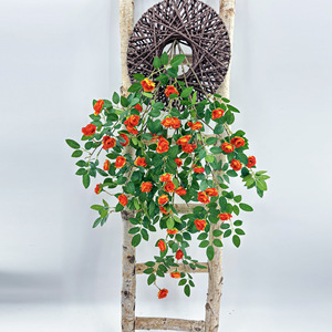 Simulé Rose Vigne Chlorophytum Comosum Intérieur Vert Plastique Faux Fleur Rotin Tenture Murale Plantes Ensembles De Décoration De Fête - Product Image 4