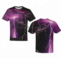 Harga Terjangkau Kaos Custom Print Sublimasi Desain Blue Lightning Cepat Kering Kaos Fashion