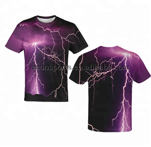 Magliette Personalizzate a Prezzi Convenienti con Stampa in Sublimazione, Design Blue Lightning, Asciugatura Rapida, T-Shirt alla Moda - Product Image 6