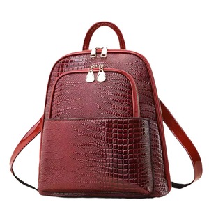 Design <b>Waterproof</b> Lady Laptop <b>School</b> Bag Alligator Leather <b>Backpack</b> Bag 2026 Custom Fashion for Women PU Polyester Zipper 5pcs - Product Image 1