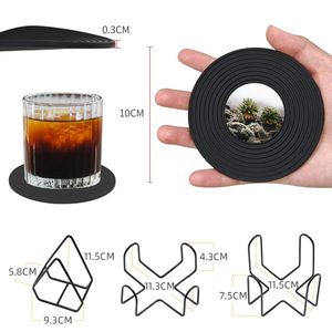 New Customized Giveaway Gift CD Record Coaster Heat Insulation Silicone <b>Cup</b> <b>Mat</b> for Office Bar Hotel - Product Image 3