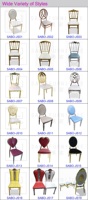 Chaise de banquet de luxe en métal doré, interchangeable, haut de gamme, pour événements hôteliers et repas