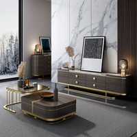 Table basse rétractable en ardoise de style luxueux et léger Meuble TV Tables centrales modernes Meuble TV Ensemble combiné