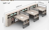 Meja Kantor Staf Persegi Panjang Ramah Lingkungan Modular Sederhana Modern dengan Partisi dan Loker untuk Komputer Karyawan