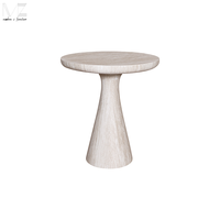 Table d'appoint ronde en fibre de verre de haute qualité, effet travertin de luxe, table basse minimaliste beige à texture pierre