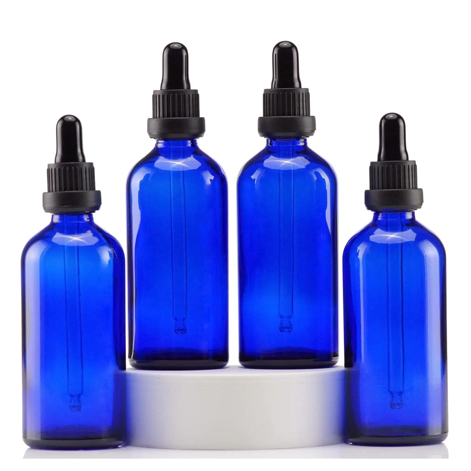 Frasco conta-gotas de vidro azul de 4 onças, frasco de tintura com conta-gotas de vidro para óleos essenciais, cosméticos, laboratório, farmacêutica