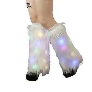 Multi Color Logo Customized Led fluffies Led Luminous Light Up Faux Fur Leg Warmers For Masquerade Dance Party