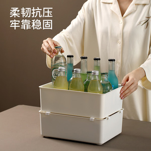 Plastic Storage <b>Bin</b> <b>Rectangle</b> White Stackable With Auxiliary Support For Bedroom Organization - Product Image 1