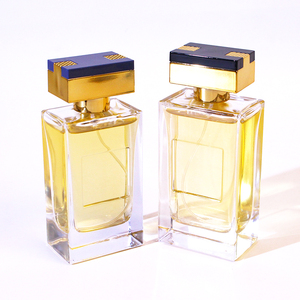 Etiqueta Personalizada, Botella de Perfume de Vidrio Cuadrada de Lujo Reutilizable de 100 ml, Tapa de Plástico Dorada, Personalizable con Caja para Hombre - Product Image 1