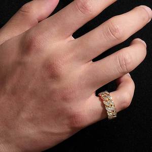 8MM Popular High Quality Hip Pop 18K Gold Plated <strong>Moissanite</strong> Iced Out Copper Cuban Cross Jewelry Diamond Zircon <strong>Ring</strong> for <strong>Men</strong> - Product Image 5