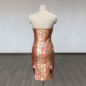 2025 femmes haut de gamme robe de soirée robe style français col incliné épaules dénudées taille haute fendu robe de soirée - Product Image 3