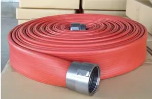 Tubo di scarico in gomma layflat con superficie liscia con ottone/alluminio NH/NST/IPT filettatura raccordi ad alta pressione per il fuoco