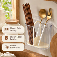 Support de rangement mural en plastique pour vaisselle Ocean Kitchen, avec boîte à baguettes et bac de drainage portable pour la maison