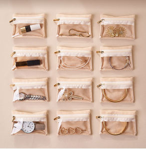 Customization <b>Leather</b> Zipper Box Velvet Clear <b>Jewelry</b> Bag Pouch Necklace Earring Bracelet Ring Organizer Case Portable Modern - Product Image 5