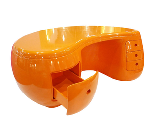 Comptoir d'accueil avec rétroéclairage LED, placage bois foncé, style moderne et luxueux, pour bar, club, hôtel, hall, restaurant, réception - Product Image 2