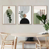 Art mural nordique minimaliste moderne, plante verte, géométrie abstraite, impression sur toile, affiche Morandi, peinture à l'huile, sans cadre, décoration