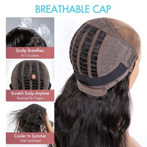 Élégant <span class=keywords><strong>Cuivre</strong></span> Ombre Faits Saillants Lâche Corps Vague Sans Colle 5x5 Fermeture Dentelle Perruque Respirant Cap Perruque de Cheveux Humains - Product Image 6