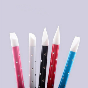 Lot de 5 stylos de nail art carrés solides pour gravure et gaufrage, avec embout en silicone pour colle et strass, outil de manucure - Product Image 5