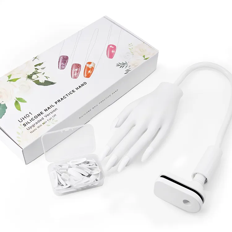 Nagel Levert Hand Model Kit Met 100 Stuks Nageltips Siliconen Nagel Handoefening Voor Manicure Beginners Training