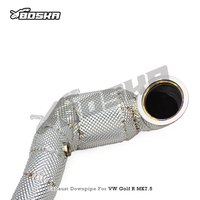Tuyaux d'échappement à haut débit en acier inoxydable Boska avec catalyseurs pour VW GOLF R 7/7.5 MK7/MK7.5 2.0T 2014-2020, bouclier thermique