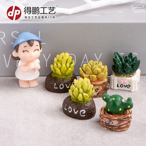 Mini Planta Suculenta Artificial Decorativa de Resina con Diseño de Amor, Set de Adornos para Interiores - Product Image 5
