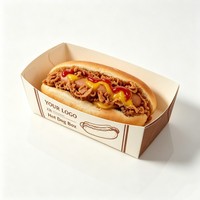 Boîte à hot-dogs en papier pour vente en gros, emballage pour sandwichs et hot-dogs à emporter, emballage pour hot-dogs
