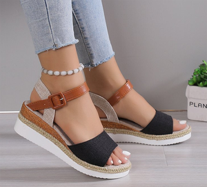 Sandali africani di <span class=keywords><strong>grande</strong></span> <span class=keywords><strong>taglia</strong></span> alla moda da <span class=keywords><strong>donna</strong></span> con zeppa estiva tacco bocca di pesce Casual plateau da <span class=keywords><strong>donna</strong></span> <span class=keywords><strong>scarpe</strong></span> romane sandali da <span class=keywords><strong>donna</strong></span> - Product Image 2