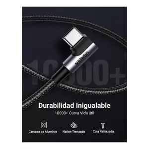 Câble tressé Ugreen 2M USB vers Type C, angle droit 90°, charge rapide 18W 3A, transfert de données 60 Mo/s, revêtement en nylon pour Huawei Samsung Xi - Product Image 4