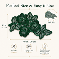 Applique en dentelle florale verte, garniture brodée de fleurs et de feuilles pour robes, chemisiers, sacs, vêtements et décoration de mode DIY